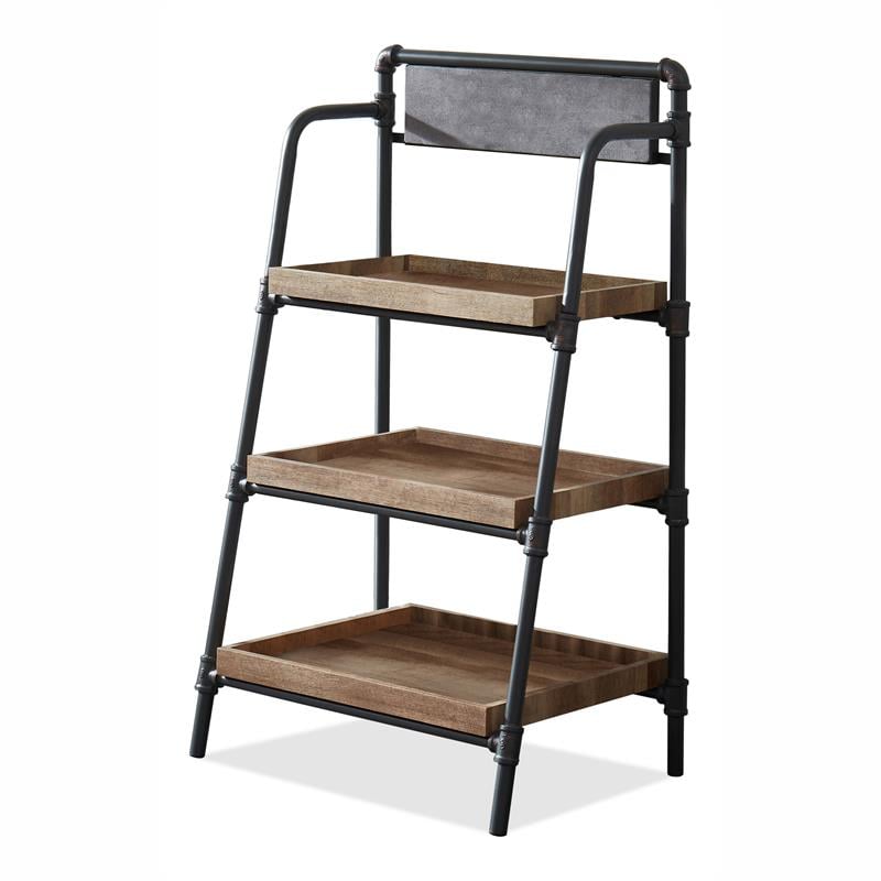 Bowery Hill Industrial Metal 3-Shelf Bookcase in Sand Black Finish