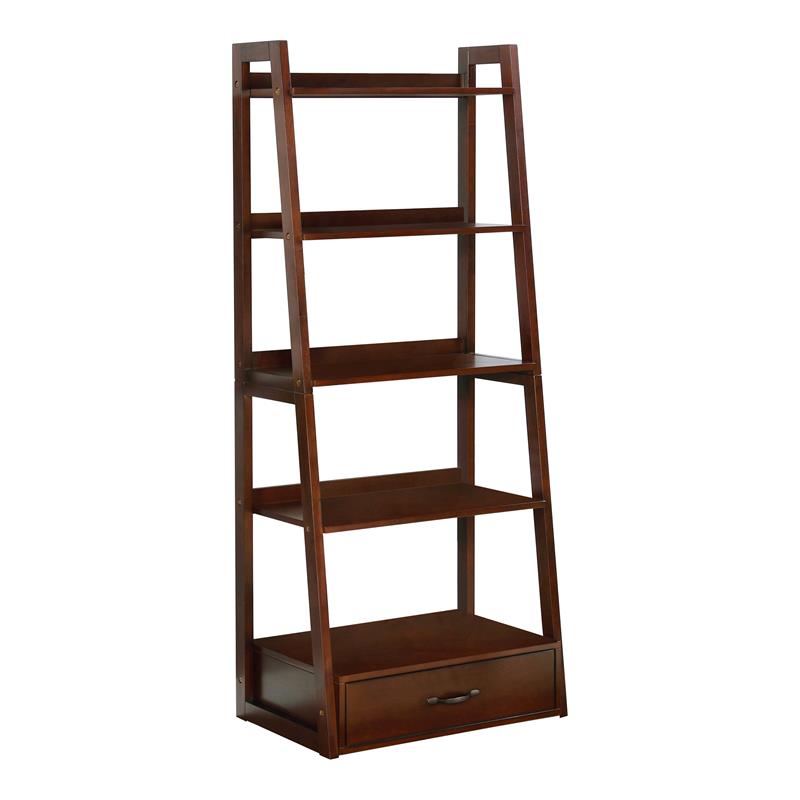 Bowery Hill Transitional Wood 1-Drawer Bookcase in Cherry Finish