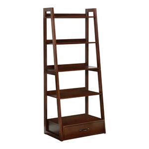 bowery hill transitional wood 1-drawer bookcase in cherry finish
