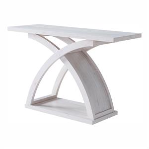 bowery hill transitional wood console table in white oak finish