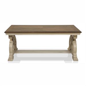 bowery hill wood coffee table in oak and antique white finish