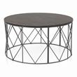 Bowery Hill Industrial Wood Round Coffee Table in Walnut Finish