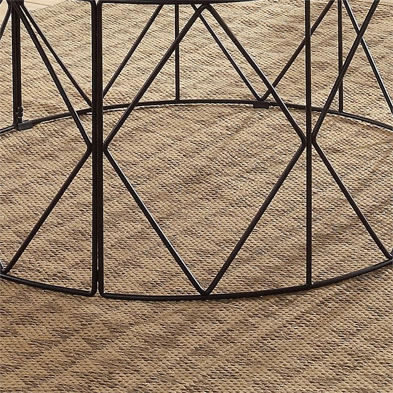 Bowery Hill Industrial Wood Round Coffee Table in Walnut Finish