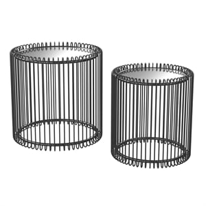 Bowery Hill Contemporary Metal 2-Piece Nesting Table in Black