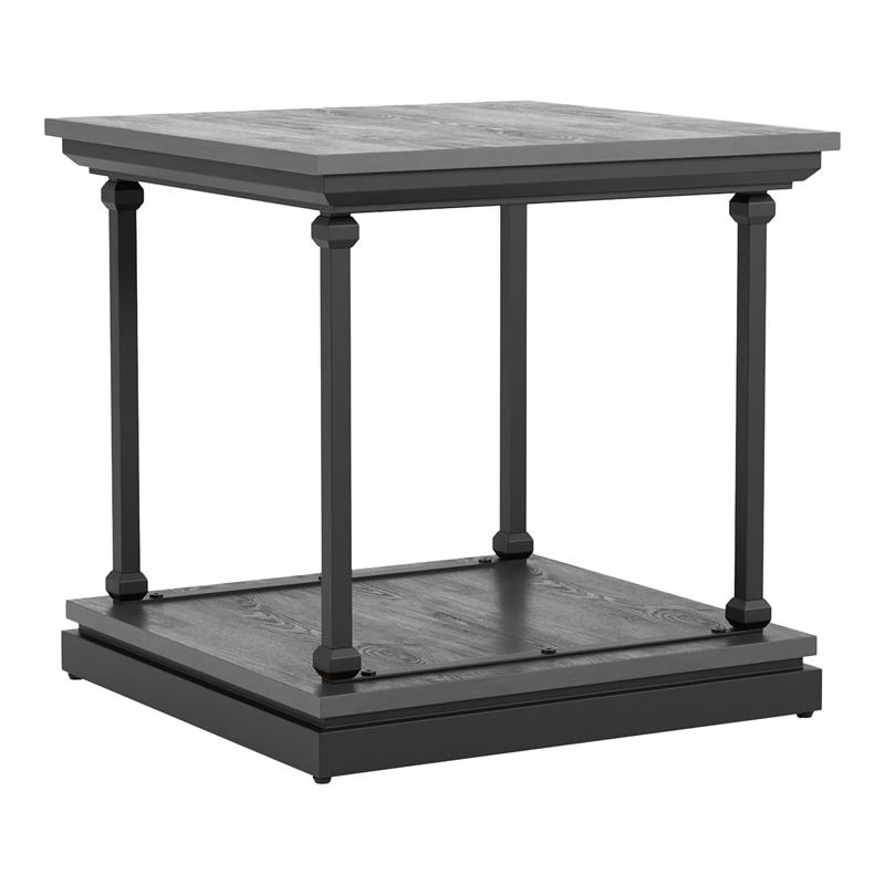 Bowery Hill Wood 2-Piece Coffee Table Set in Antique Gray Finish