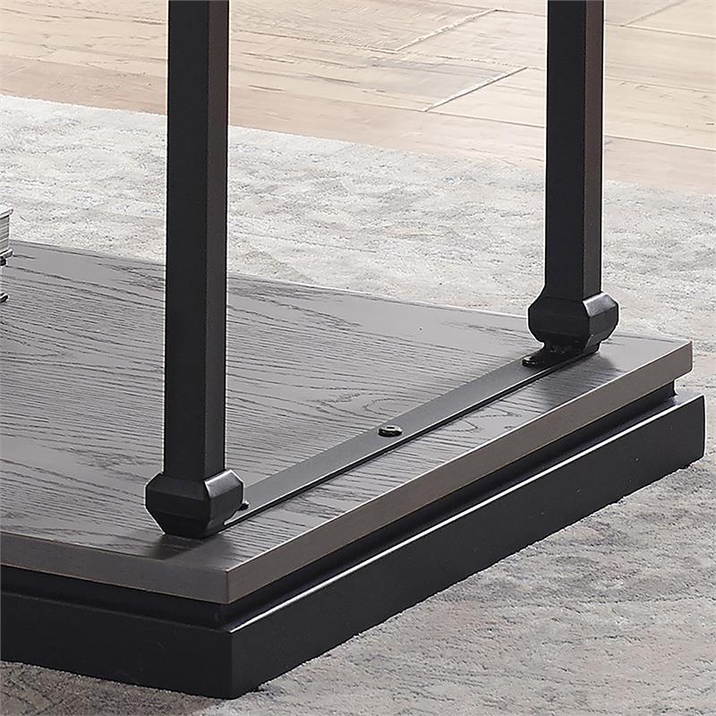 Bowery Hill Wood 2-Piece Coffee Table Set in Antique Gray Finish