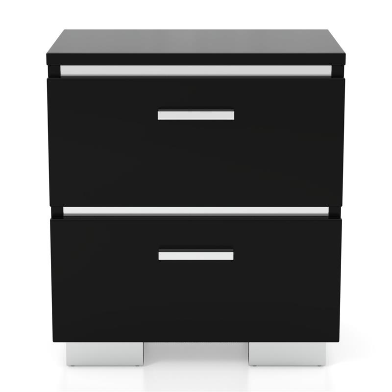 Bowery Hill Contemporary Wood Nightstand in Black (Set of 2)