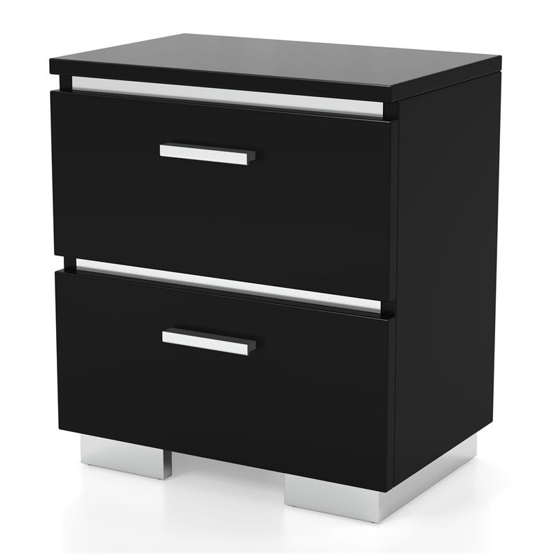 Bowery Hill Contemporary Wood Nightstand in Black (Set of 2)