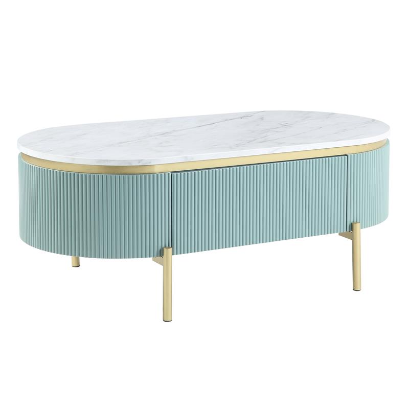 Bowery Hill Contemporary Wood 1-Drawer Coffee Table in Green