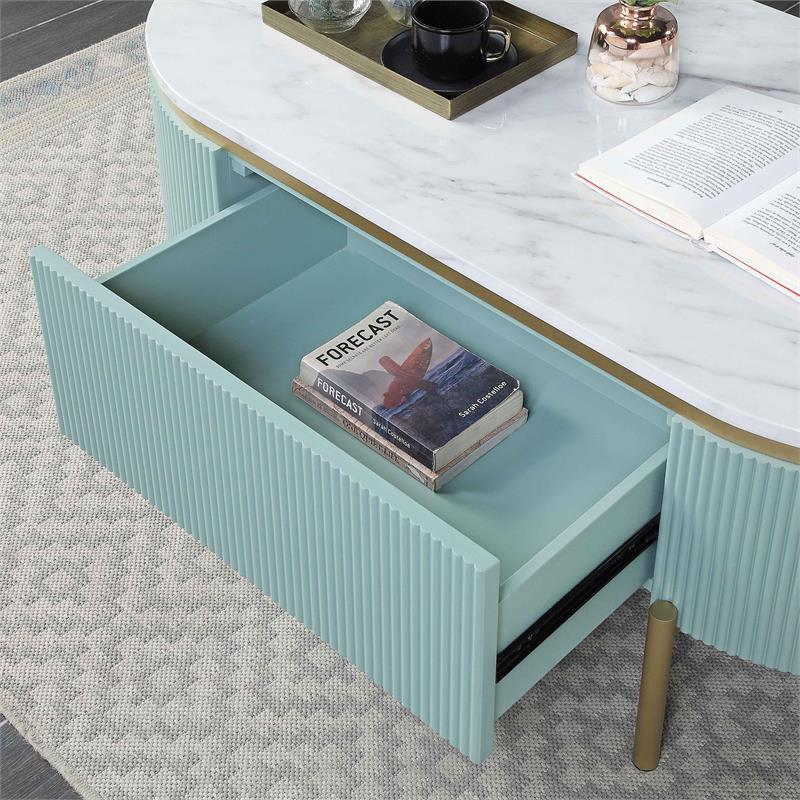 Bowery Hill Contemporary Wood 1-Drawer Coffee Table in Green