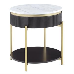 Bowery Hill Contemporary Wood 1-Drawer End Table in Dark Walnut