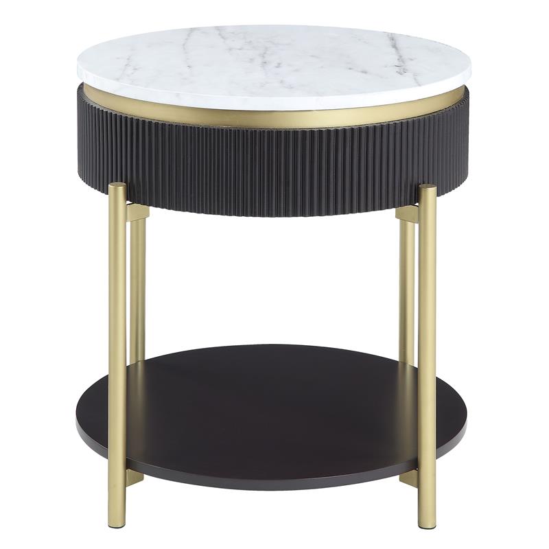 Bowery Hill Contemporary Wood 1-Drawer End Table in Dark Walnut