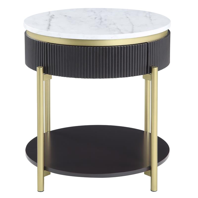 Bowery Hill Contemporary Wood 1-Drawer End Table in Dark Walnut