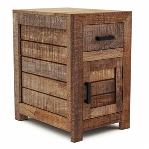 Bowery Hill Rustic Solid Wood Storage Side Table in Natural Tone