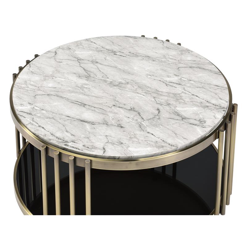 Bowery Hill Contemporary Metal 1-Shelf Coffee Table in Brass