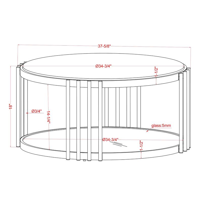Bowery Hill Contemporary Metal 1-Shelf Coffee Table in Brass