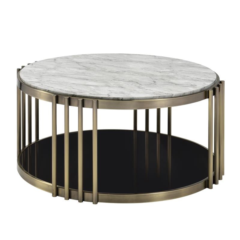 Bowery Hill Contemporary Metal 1-Shelf Coffee Table in Brass