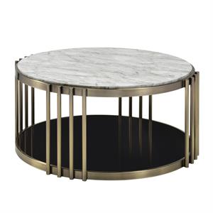 Bowery Hill Contemporary Metal 1-Shelf Coffee Table in Brass