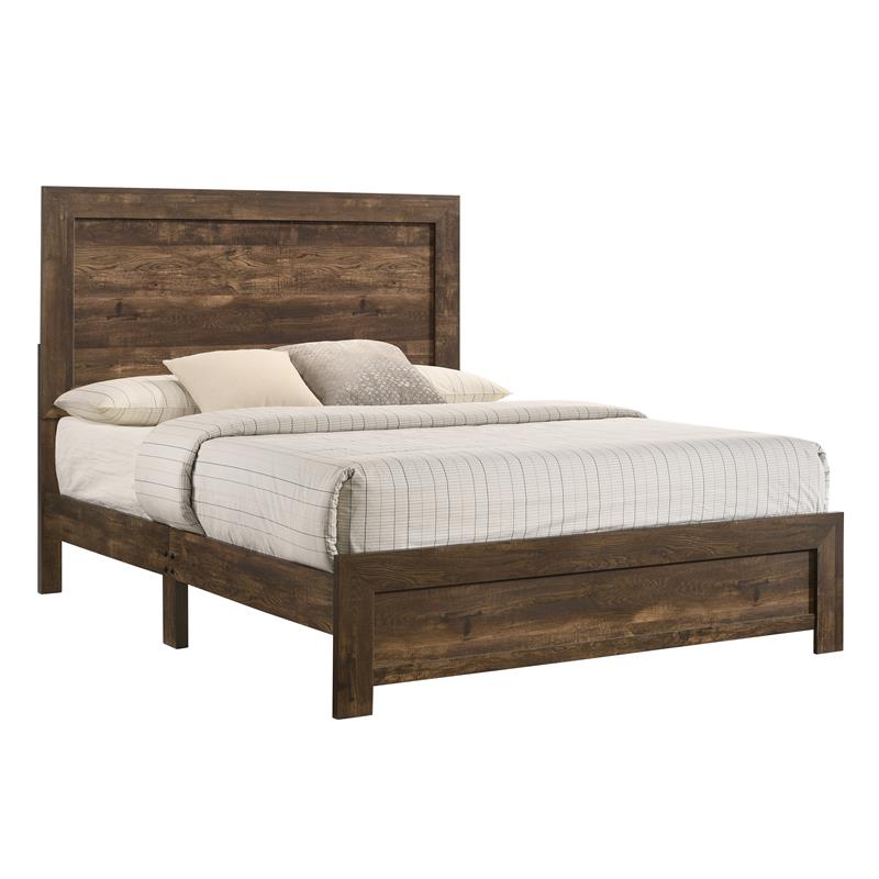 Bowery Hill Farmhouse Chipboard with Paper/MDF Wood Full Panel Bed in Walnut