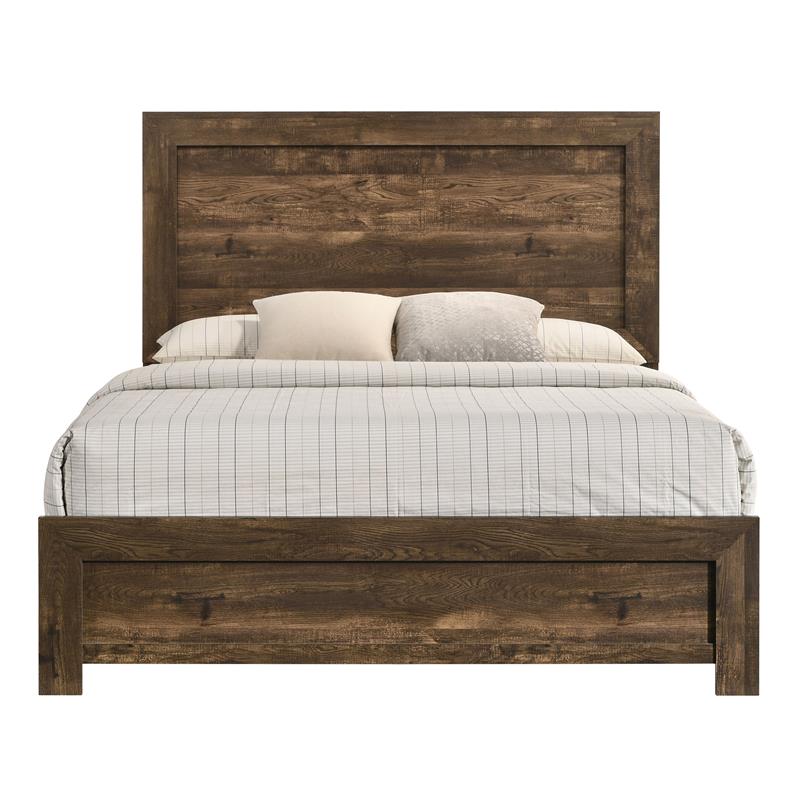 Bowery Hill Farmhouse Chipboard with Paper/MDF Wood Full Panel Bed in Walnut