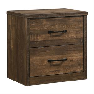 bowery hill rustic wood nightstand with usb port in walnut brown