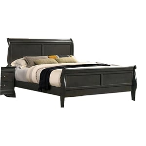 Bowery Hill Transitional Solid Wood Cal King Sleigh Bed in Black