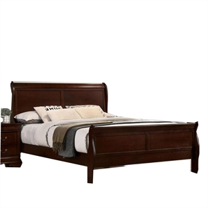 Bowery Hill Transitional Solid Wood Cal King Sleigh Bed in Cherry
