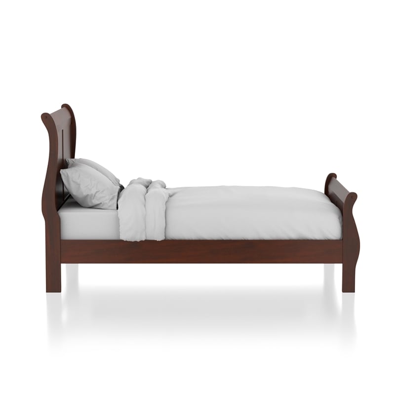 Bowery Hill Transitional Solid Wood King Sleigh Bed in Cherry