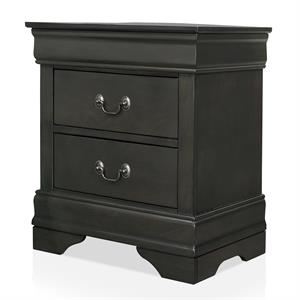 bowery hill transitional solid wood 2-drawer nightstand in gray