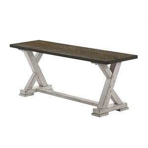 bowery hill rustic dining bench in white and chestnut wood finish