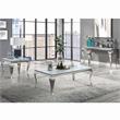 Bowery Hill Glam Glass Top Coffee Table in White and Silver Finish