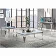 Bowery Hill Glam Glass Top Sofa Table in White and Silver Finish