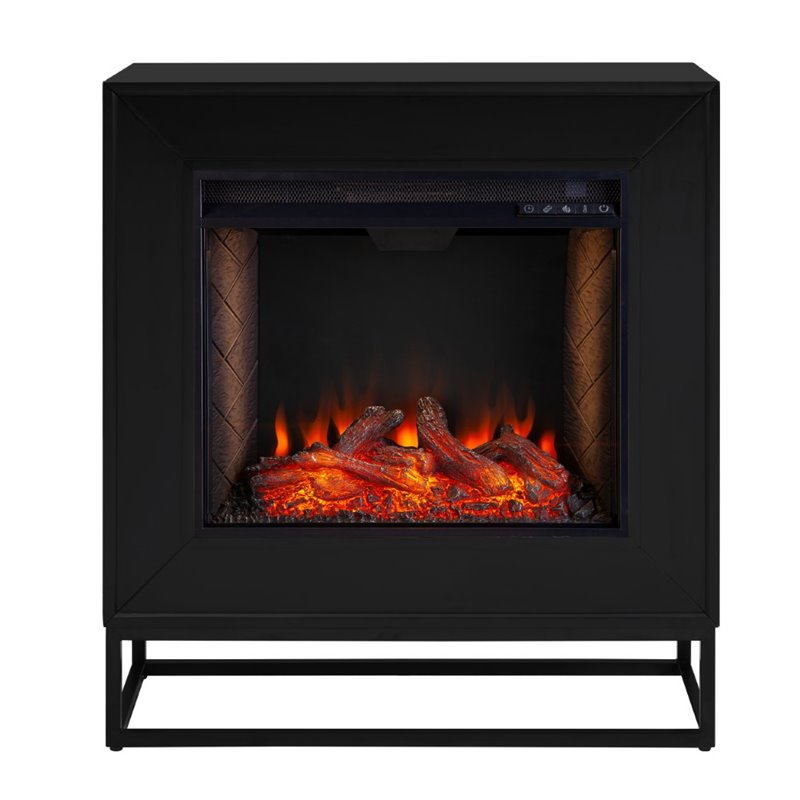 Bowery Hill Engineered Wood Smart Electric Fireplace in Black