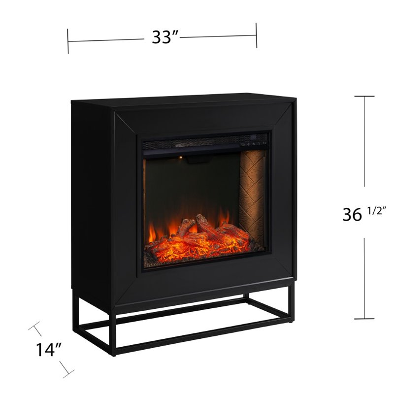 Bowery Hill Engineered Wood Smart Electric Fireplace in Black