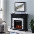 Bowery Hill Engineered Wood Marble Electric Fireplace in Black