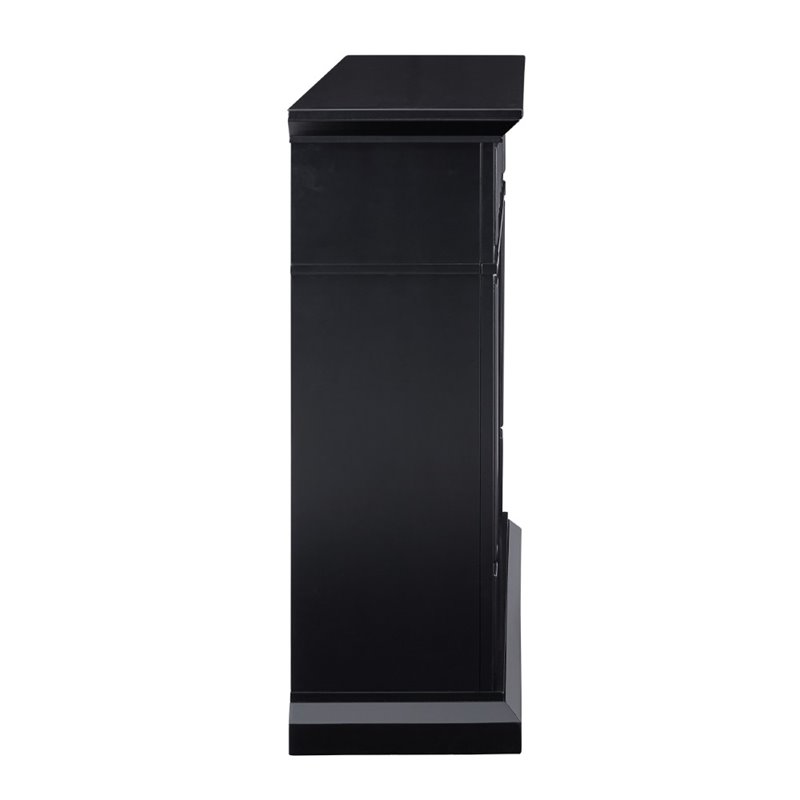 Bowery Hill Engineered Wood Marble Electric Fireplace in Black