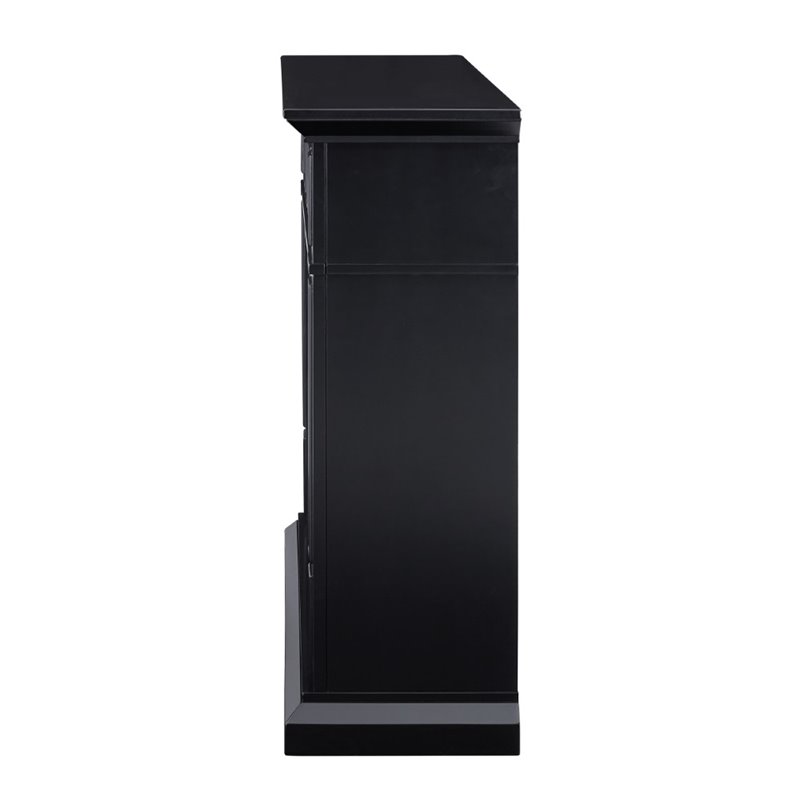 Bowery Hill Engineered Wood Marble Electric Fireplace in Black