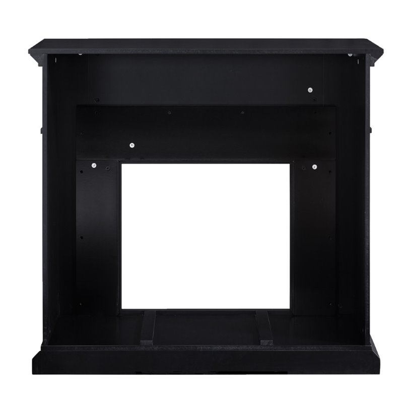 Bowery Hill Engineered Wood Marble Electric Fireplace in Black