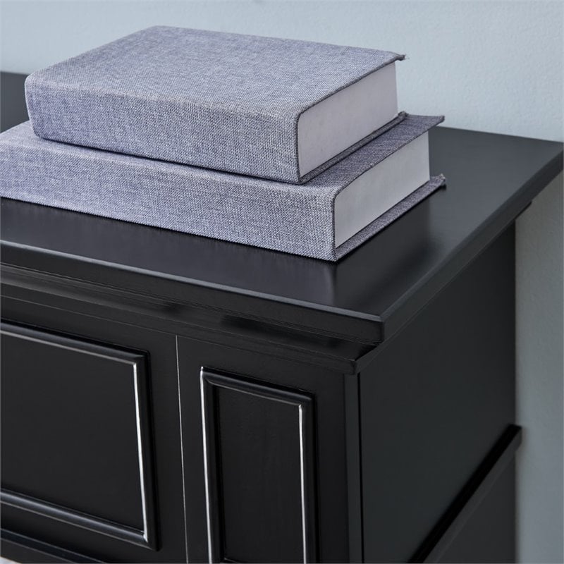 Bowery Hill Engineered Wood Marble Electric Fireplace in Black