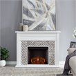 Bowery Hill Engineered Wood Tiled Marble Electric Fireplace in White