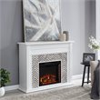 Bowery Hill Engineered Wood Tiled Marble Electric Fireplace in White