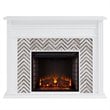 Bowery Hill Engineered Wood Tiled Marble Electric Fireplace in White