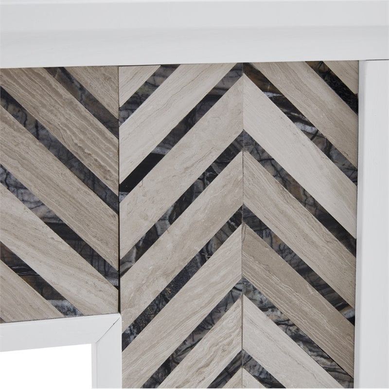 Bowery Hill Engineered Wood Tiled Marble Electric Fireplace in White