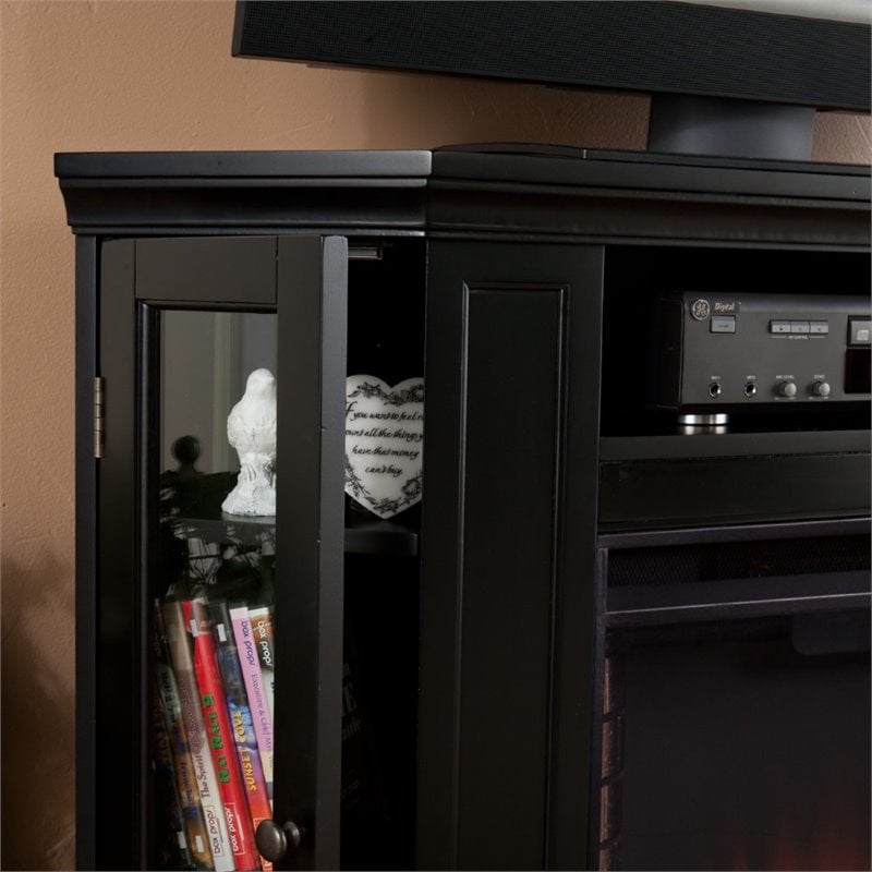 Bowery Hill Engineered Wood Color Changing Electric Fireplace in Black