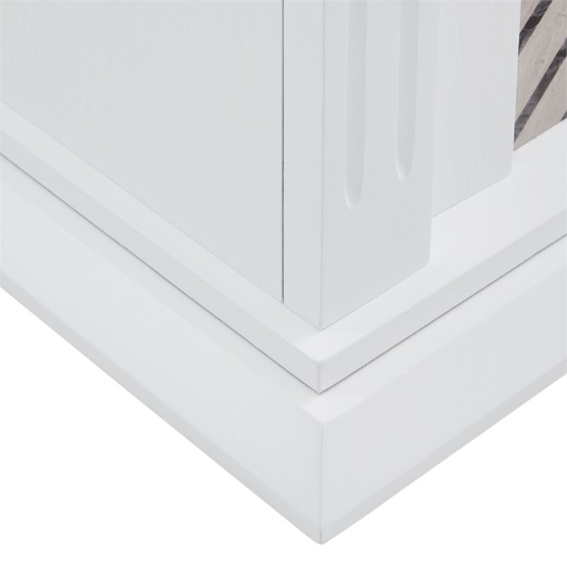 Bowery Hill Rubberwood White Electric Fireplace Rectangular Color Changing Lights 50