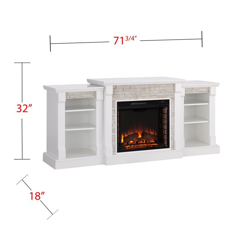 Bowery Hill Traditional Engineered Wood Electric Fireplace in White