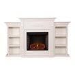 Bowery Hill Traditional Wood Electric Fireplace with Bookcases in Ivory