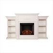 Bowery Hill Traditional Wood Electric Fireplace with Bookcases in Ivory