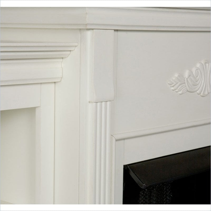 Bowery Hill Traditional Wood Electric Fireplace with Bookcases in Ivory