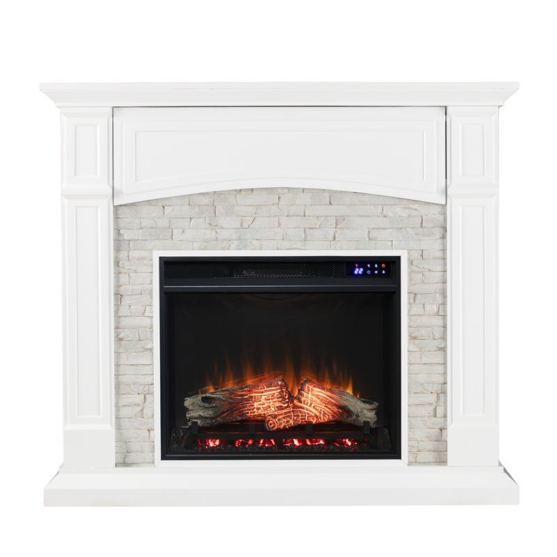 Bowery Hill Transitional Wood Electric Media Fireplace in White